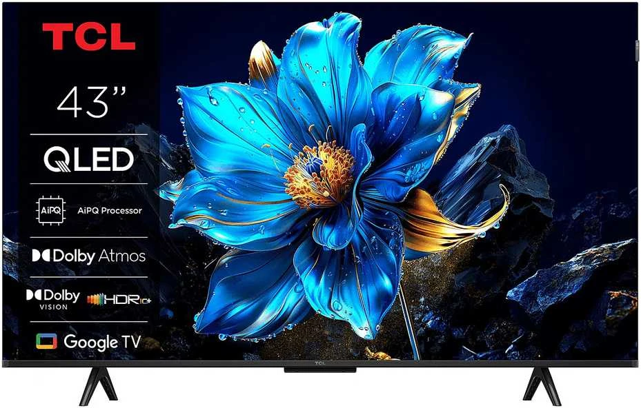 Televizorius TCL 4K QLED TV | 43T69C | 43 | Smart TV | Google TV | UHD | Juodas