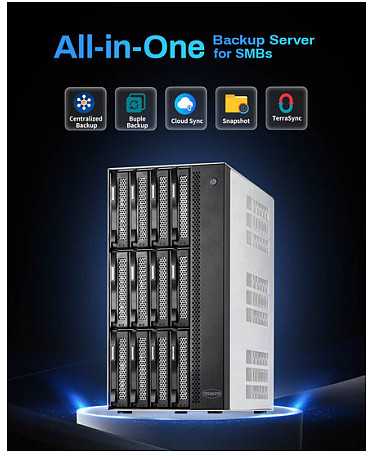 „TERRAMASTER T12-500 Pro NAS“ failų serveris su „Intel Core i7-1255U“, 16 GB RAM, 12 lizdų