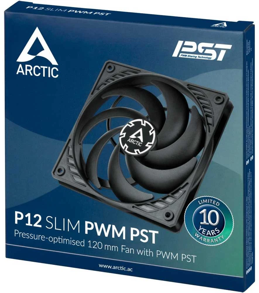 ARCTIC P12 SLIM PWM PST korpuso ventiliatorius, 4-pin, 120mm, siauras, juodas
