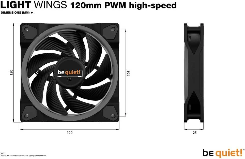 Be Quiet! Wings tyliai! ŠVIESOS SPARNAI 120 mm PWM didelio greičio