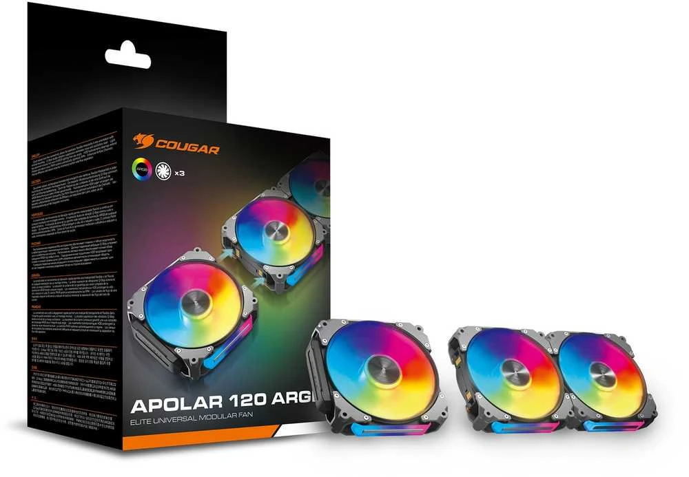 COUGAR APOLAR 120 ARGB ELITE universalus modulinis ventiliatorius (3vnt pakuotėje), Juodas