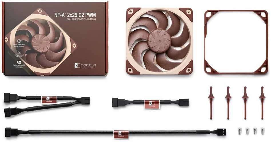 Noctua NF-A12x25 G2 PWM ventiliatoriaus komplektas