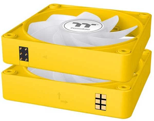 Thermaltake CT120 EX geltoni ventiliatoriai sujungti