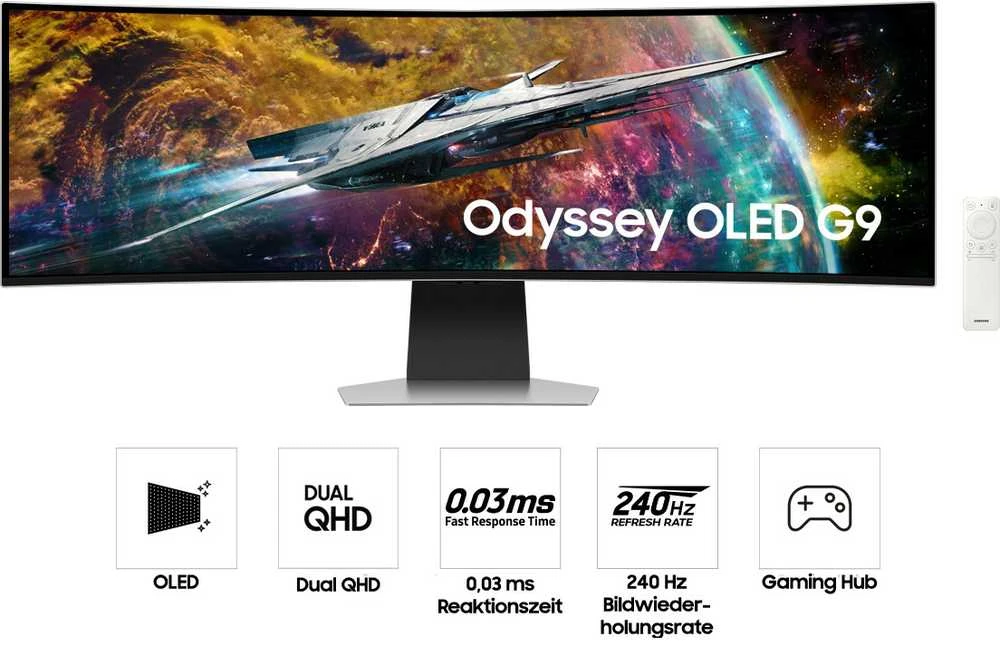 Monitorius - Samsung Odyssey OLED G9 49-Colių Dual QHD 240Hz Lenktas Juodas