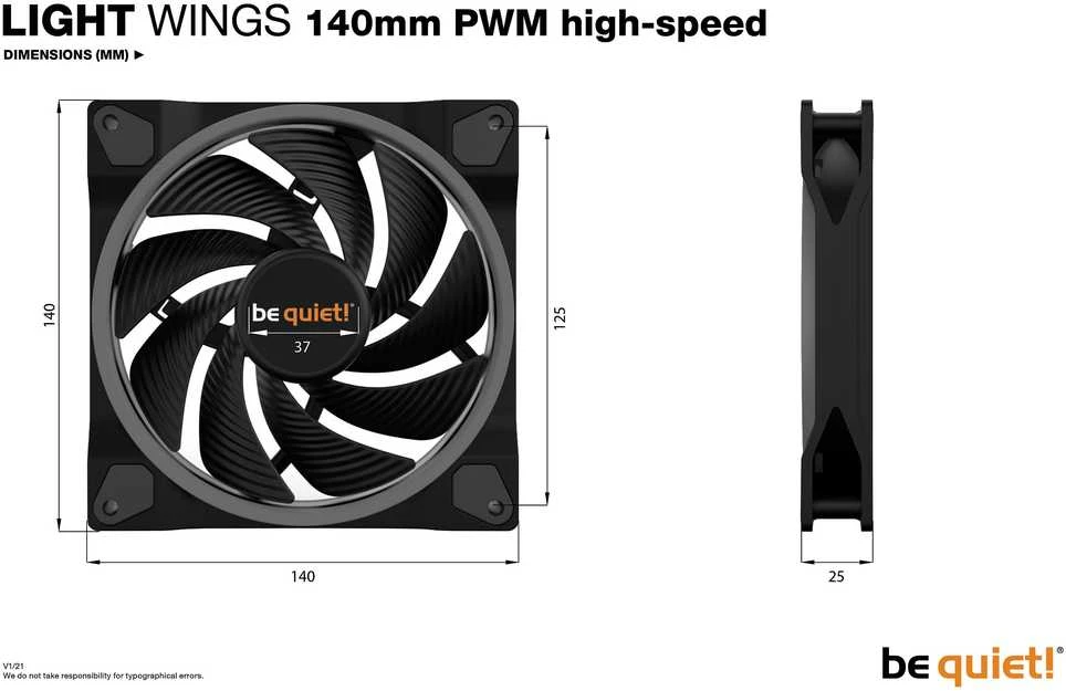 Be Quiet! LIGHT WINGS 140mm PWM high-speed komplektas 3 vnt