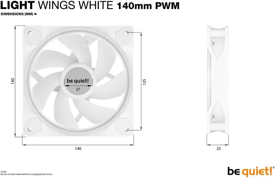 „Be Quiet! Light Wings PWM“ trijų dalių rinkinys, 140 mm, juodas