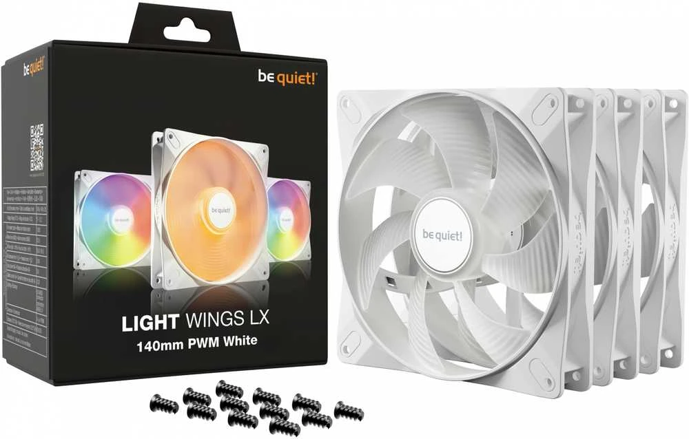 Kompiuterio Korpuso Ventiliatorius - be quiet! LIGHT WINGS LX 140mm PWM 3-Pack Baltas