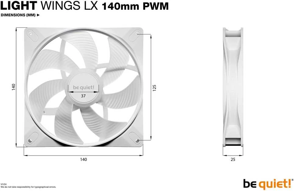 Kompiuterio Korpuso Ventiliatorius - be quiet! LIGHT WINGS LX 140mm PWM 3-Pack Baltas