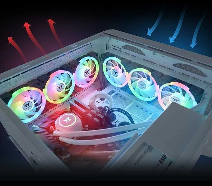 „Thermaltake“ SWAFAN EX14 ARGB ventiliatorius, juodas, 3 pakuotės (CL-F168-PL14SW-A)