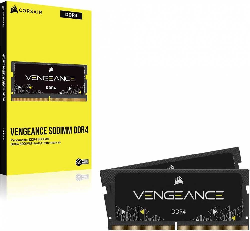 RAM 16 GB „Corsair SO-DIMM 2666“ (2 x 8 GB) dvigubos atminties rinkinys (juodas. CMSX16GX4M2A2666C18. „Vengeance“)