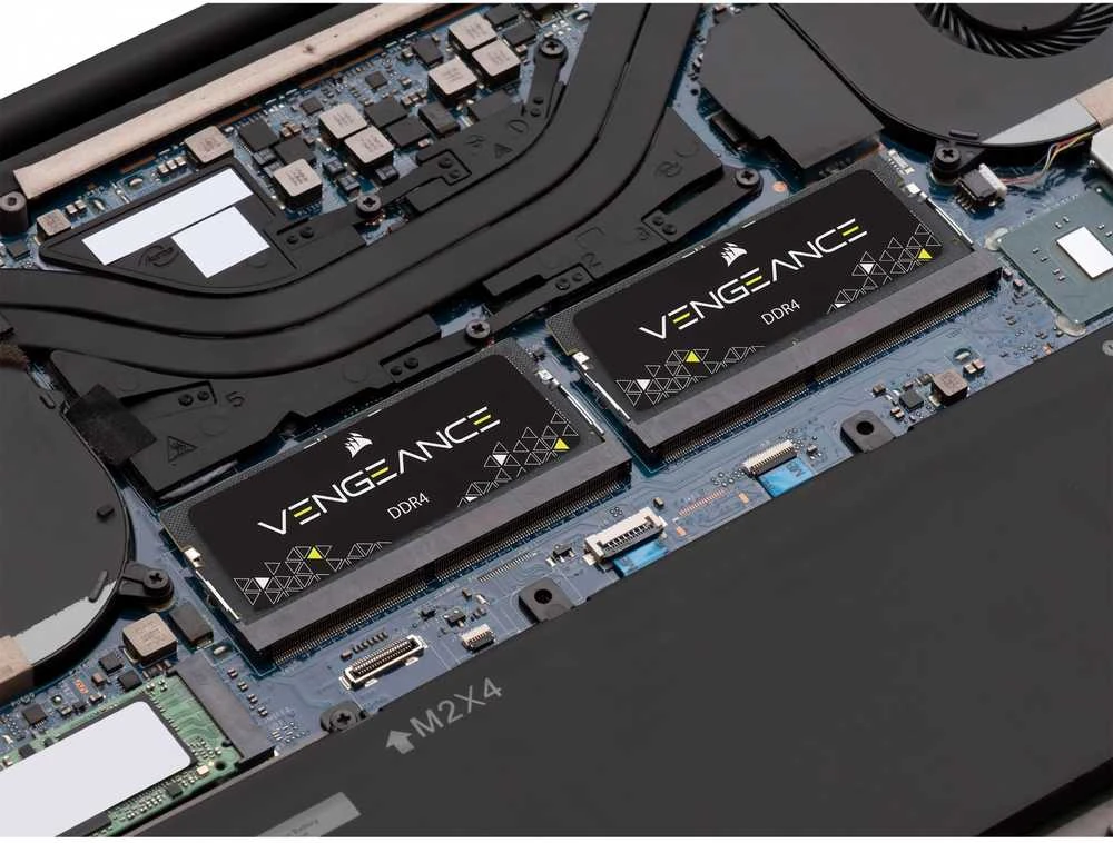 RAM 16 GB „Corsair SO-DIMM 2666“ (2 x 8 GB) dvigubos atminties rinkinys (juodas. CMSX16GX4M2A2666C18. „Vengeance“)