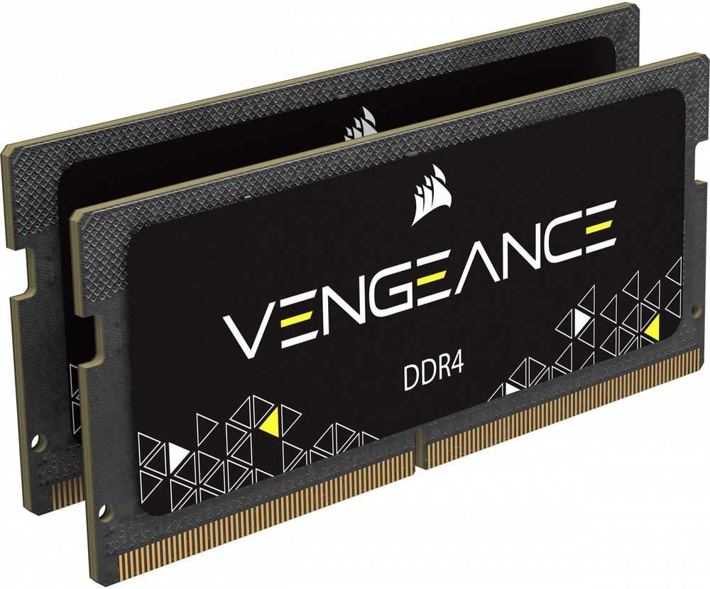 RAM 16 GB „Corsair SO-DIMM 2666“ (2 x 8 GB) dvigubos atminties rinkinys (juodas. CMSX16GX4M2A2666C18. „Vengeance“)