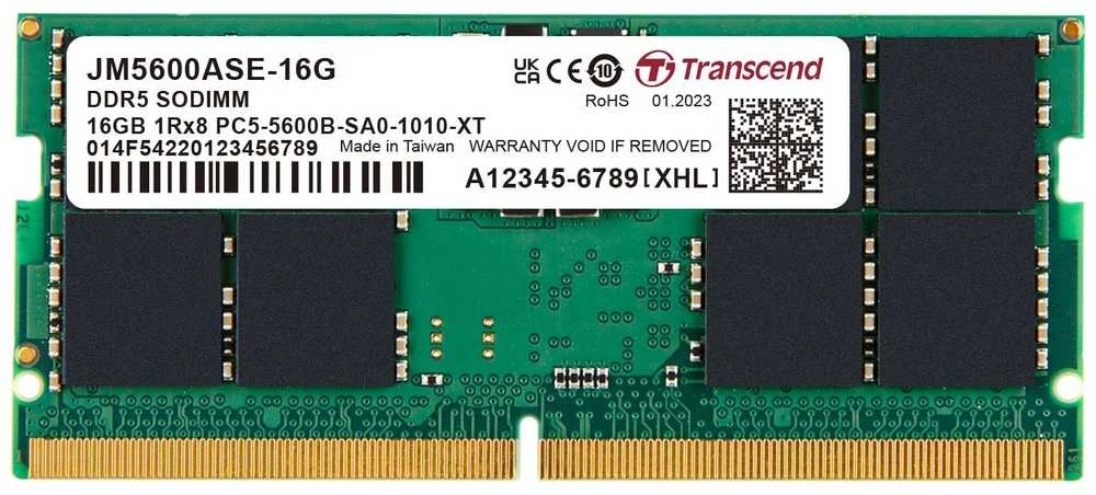 RAM TRANSCEND 16GB JM DDR5 5600 SO-DIMM 1Rx8 2Gx8 CL46 1.1V