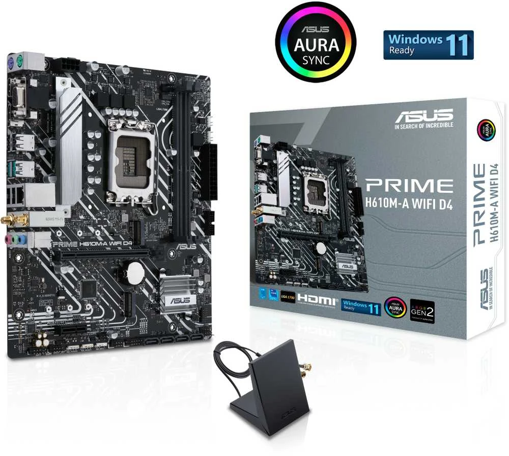Pagrindinė plokštė ASUS PRIME H610M-A WIFI D4, LGA 1700, Micro-ATX