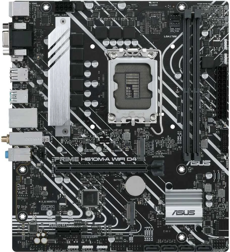 Pagrindinė plokštė ASUS PRIME H610M-A WIFI D4, LGA 1700, Micro-ATX