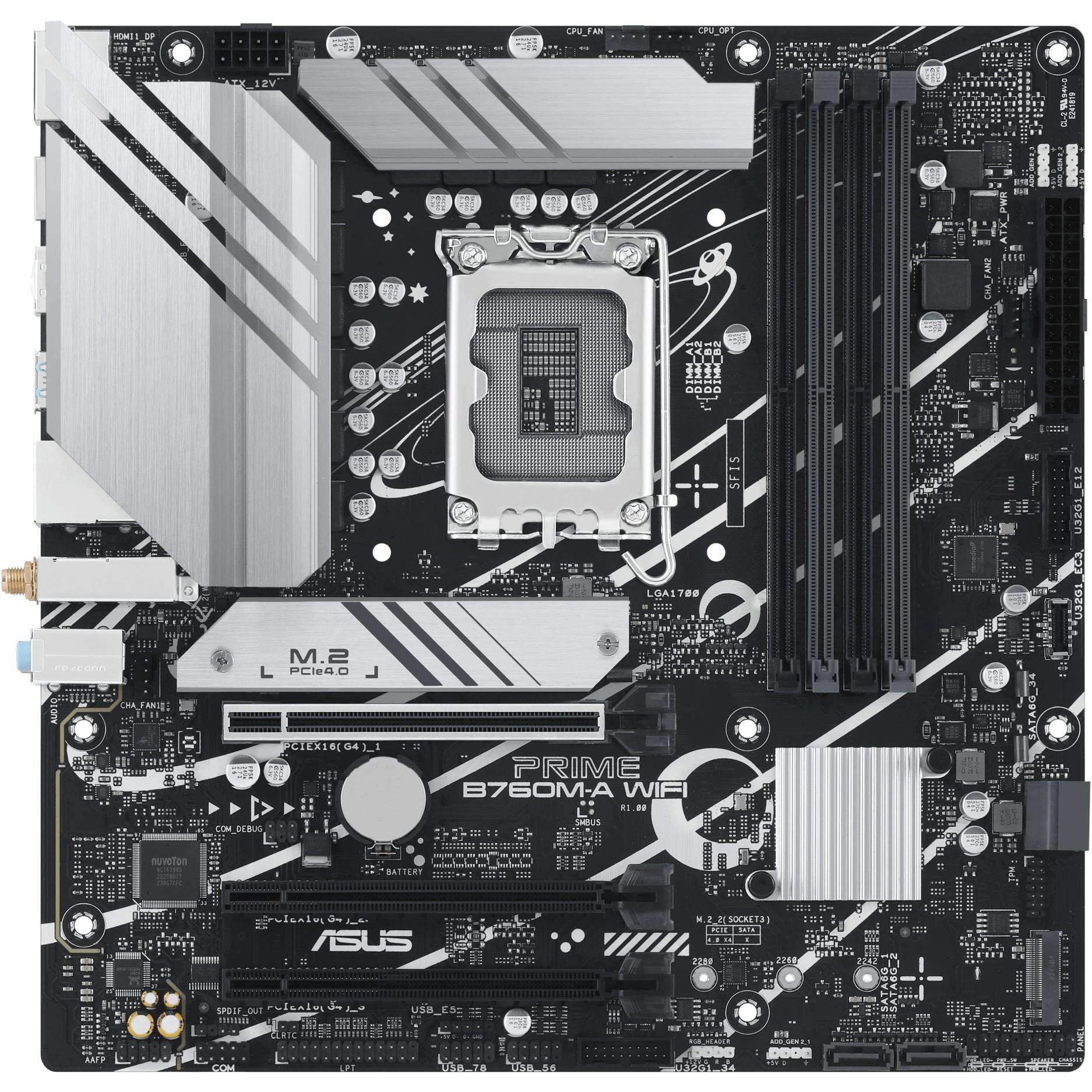 Pagrindinė plokštė ASUS Intel B760 Express/LGA1700/Micro-ATX/Memory DDR5/Atminties lizdai 4/3xPCI-Express 4.0 16x/2xM.2/2xHDMI/1xDisplayPort/4xUSB 2.0/2xUSB 3.2/1xPS/2/1xRJ45/3xAudio port