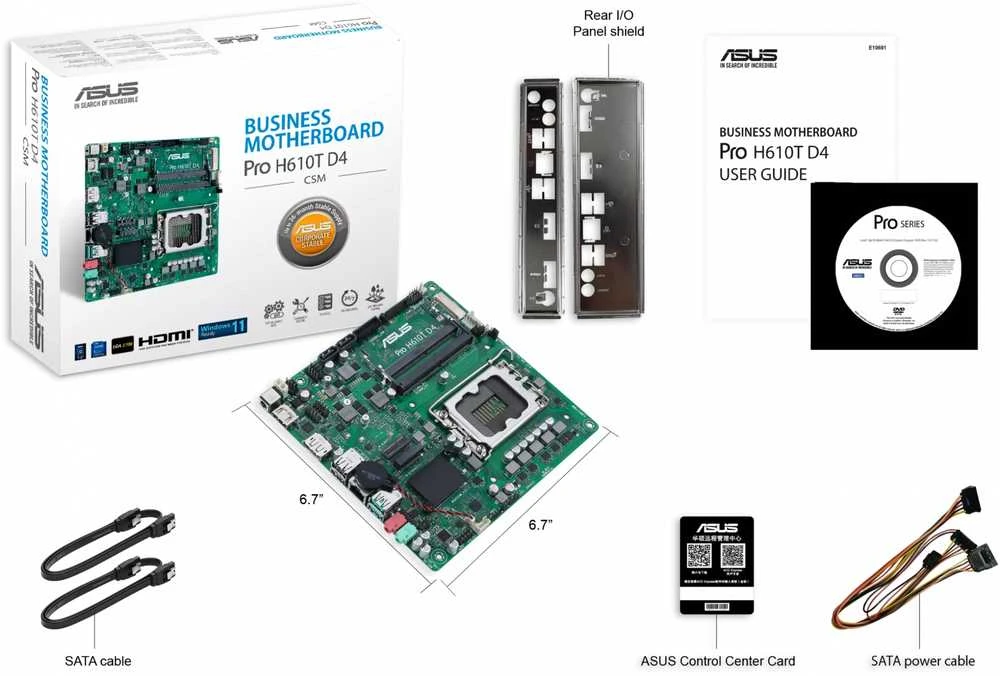 Asus Pro H610T D4-CSM /H610/DDR4/SATA3/M.2/USB3.1/s.1700/mITX pagrindinė plokštė