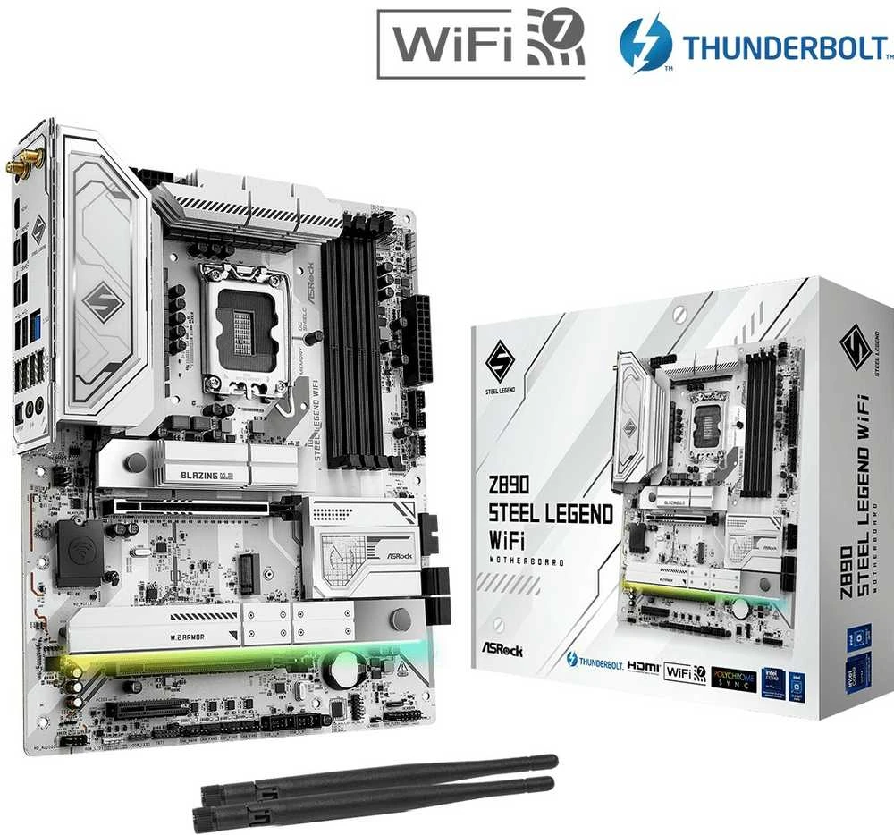 Motininė Plokštė - ASRock Z890 Steel Legend WiFi LGA 1851, Intel Core Ultra, 256GB DDR5, Wi-Fi 7, Thunderbolt 4