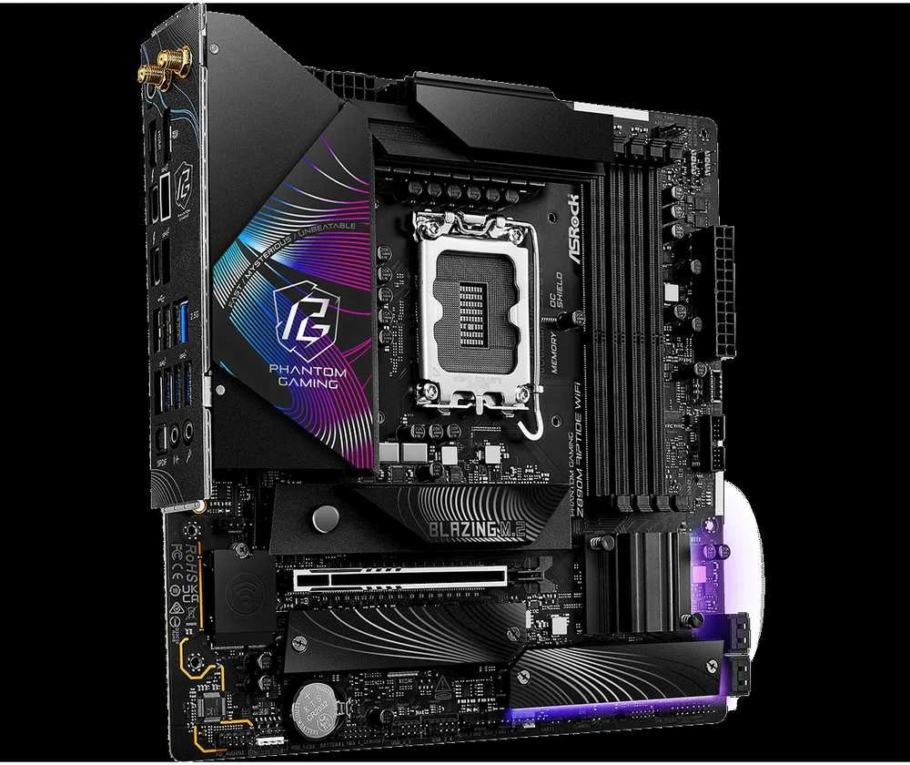 ASROCK MB Desktop Z890 Riptide Wi-Fi S1851, 4x DDR5, 1x PCIe 5.0 x16, 1x PCIe 4.0 x16, 1x PCIe 3.0 x1, 1x Blazing M.2, 4x Hyper M.2, 8x USB-6x3, 8x USB-6x3 USB 2.0, Killer E3100 2,5 GB, 802.11be Wi-Fi 7 + Bluetooth, 1x HDMI, 1x DP 1.4, ATX