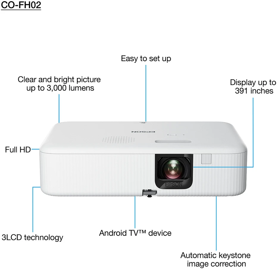 Išmanus „Full HD“ projektorius Epson CO-FH02 (V11HA85040)