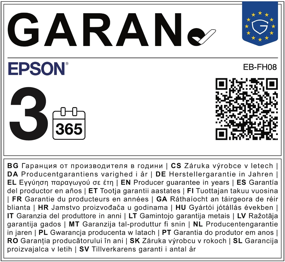 Projektorius EPSON EB-FH08 3LCD, 3600 lm