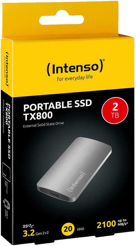 Kietasis diskas „Intenso TX800“ 2 TB antracito spalvos išorinis SSD diskas (3828470)