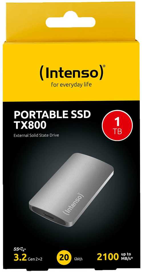 Kietasis diskas „Intenso Externe SSD TX800 1 TB“ – antracito spalvos, USB-A 3.2 Gen 2x2 (20 Gbit/s)