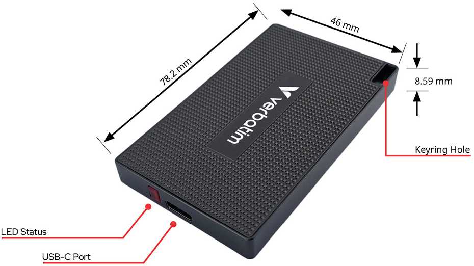 Kietasis diskas Verbatim Mini Diskas SSD 1TB USB-C 3.2 + kabelis USB-C/USB-C-USB-A 32031