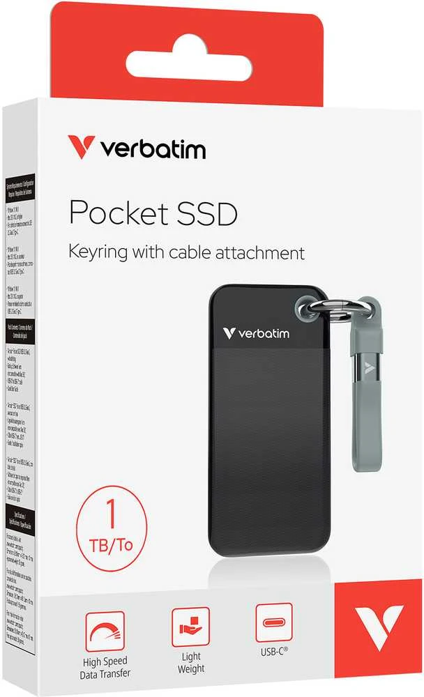 Kietasis diskas Verbatim diskas SSD 1TB - raktų pakabukas su laidu USB 3.2 gen.2 juodos ir pilkos spalvos 32190