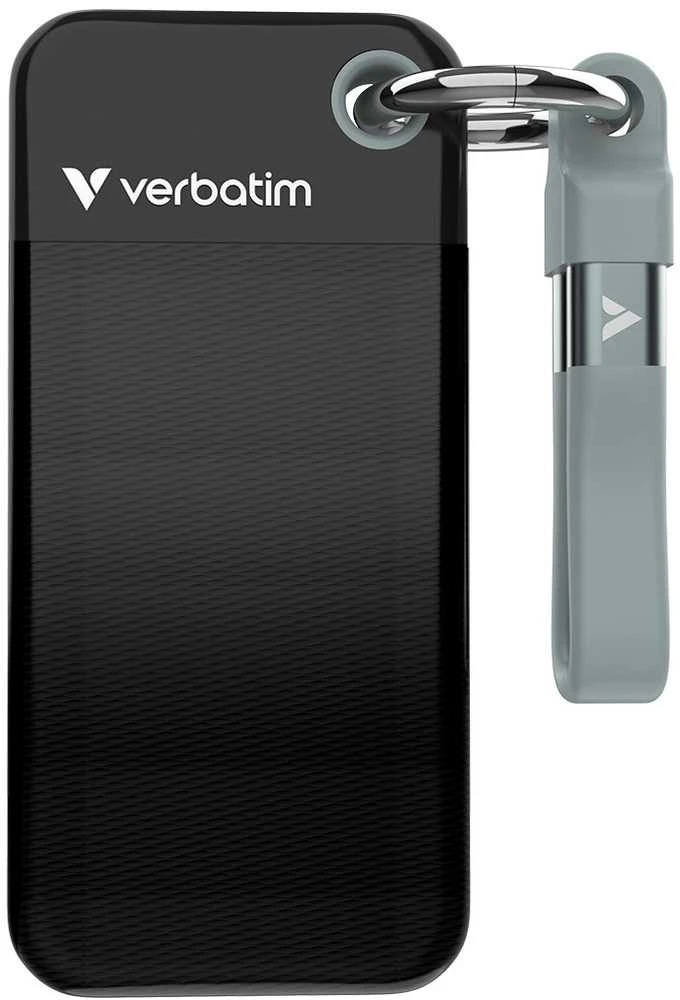 Kietasis diskas Verbatim diskas SSD 1TB - raktų pakabukas su laidu USB 3.2 gen.2 juodos ir pilkos spalvos 32190