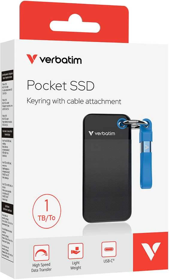 Kietasis diskas Verbatim diskas SSD 1TB - raktų pakabukas su laidu USB 3.2 gen.2 juodos ir mėlynos spalvos 32191