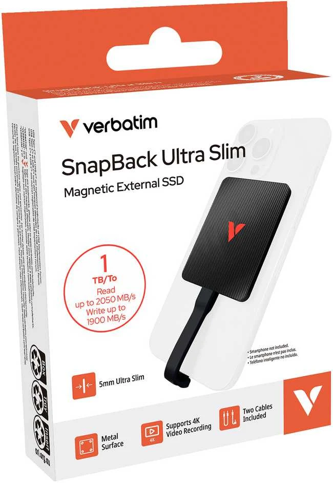 Kietasis diskas Verbatim SnapBack Ultra Slim SSD 1 TB, Externe SSD - juodas