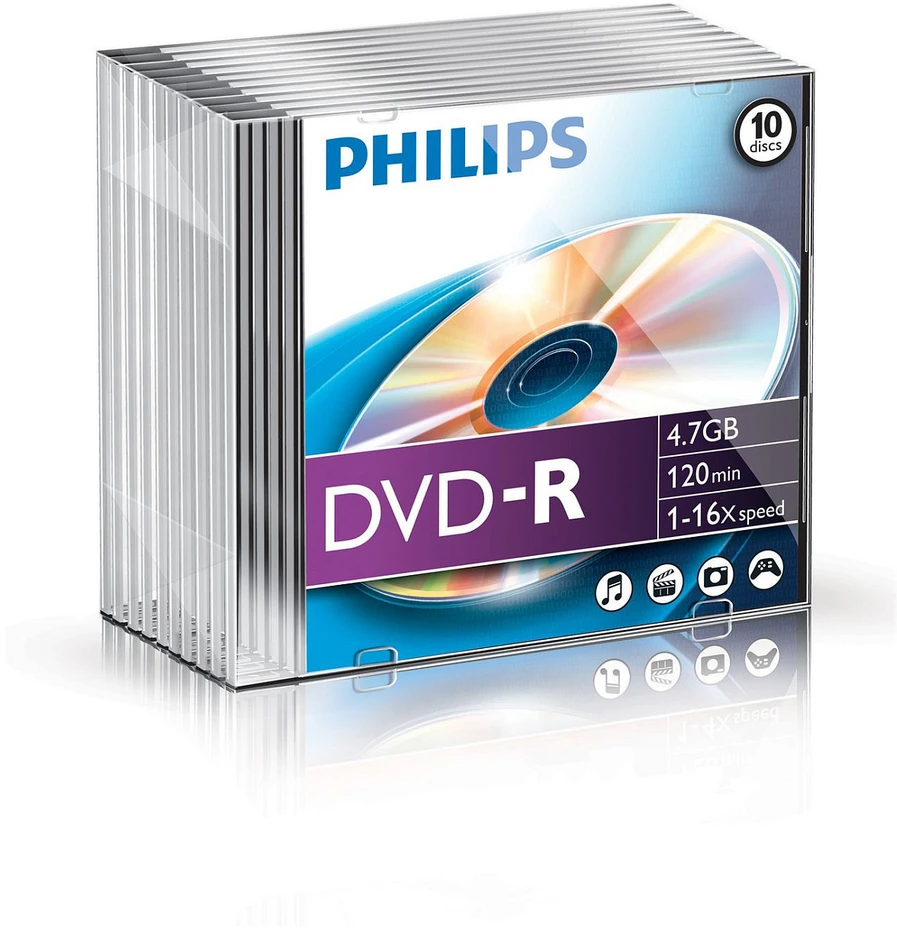 1x10 Philips DVD-R 4,7GB 16x SL