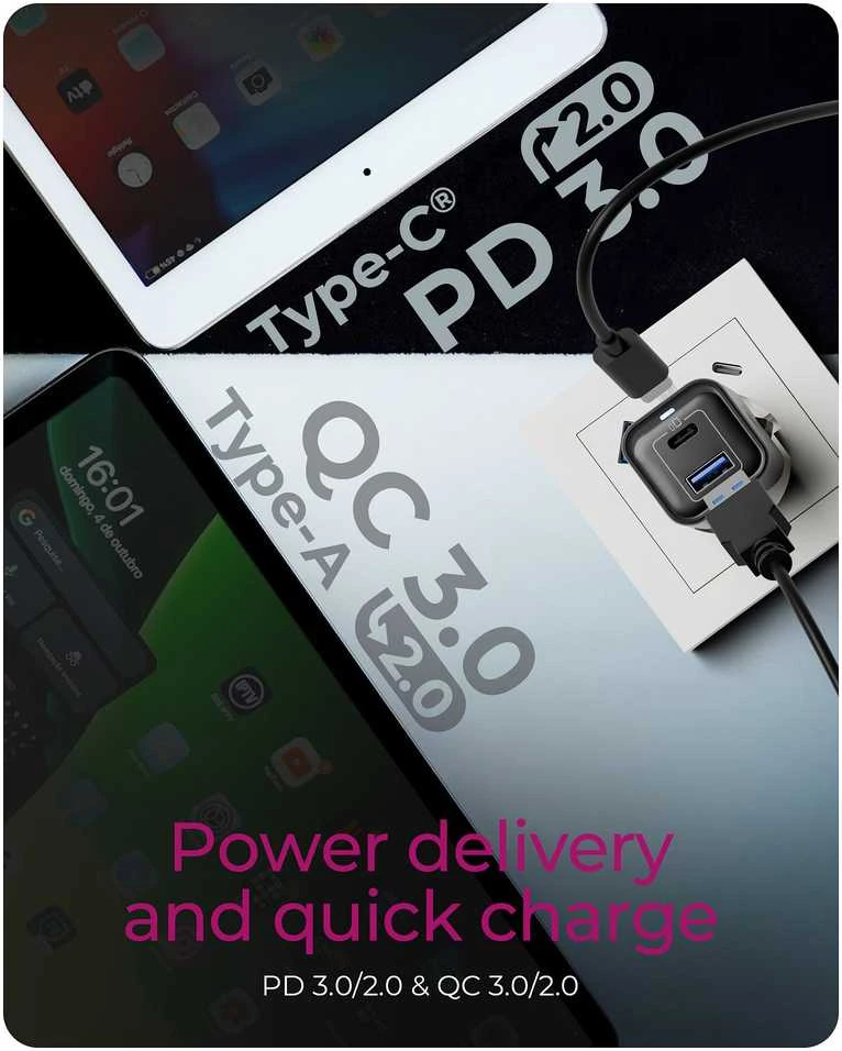 Icy Box IB-PS1020-PD USB įkroviklis 20W, 1x Type-C, 1x Type-A