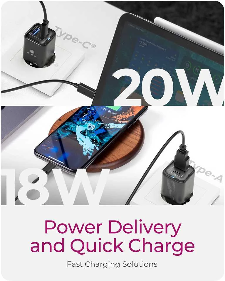 Icy Box IB-PS1020-PD USB įkroviklis 20W, 1x Type-C, 1x Type-A