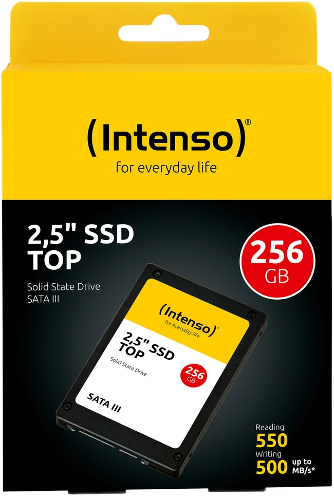 SSD Intenso Top 256 GB SATA3, 520/400 MB, Atsparus smūgiams, Mažos galios