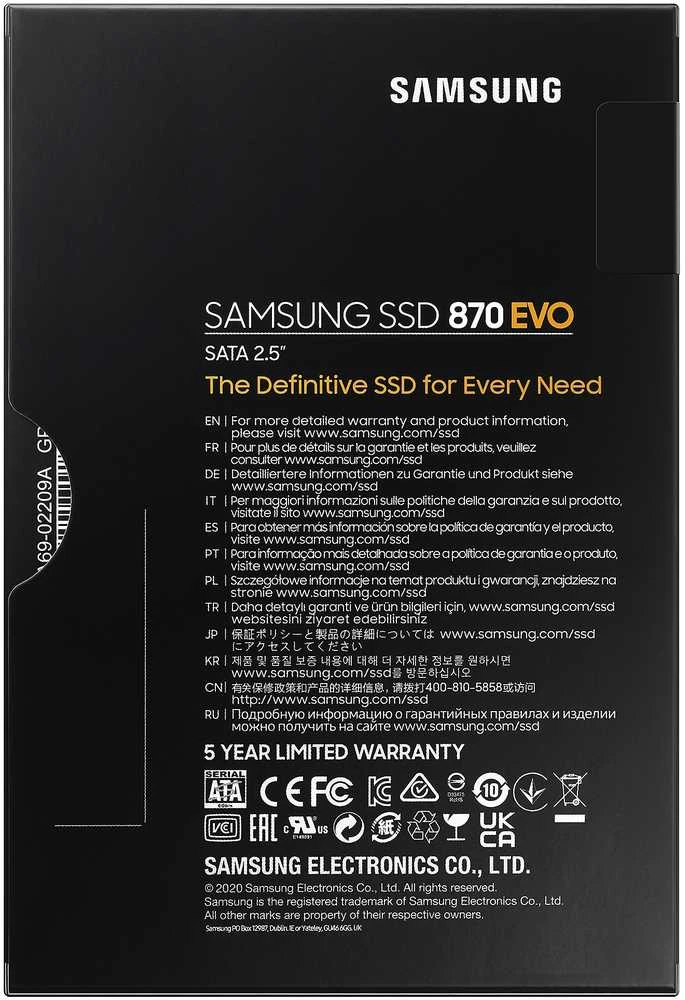 Kietasis vidinis diskas SSD SAMSUNG 870 EVO 2TB/SATA 3.0|MLC/MZ-77E2T0B/EU