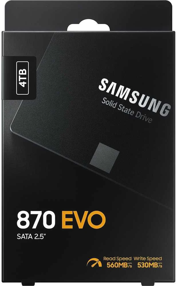 Samsung | SSD | 870 EVO | 4000 GB | SSD form factor 2.5" | Solid-state drive sąsaja SATA III | Skaitymo greitis 560 MB/s | Rašymo greitis 530 MB/s