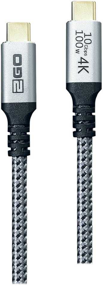 Kabelis USB 2GO USB-C - USB-C 1.2 m Sidabrinė (797512)