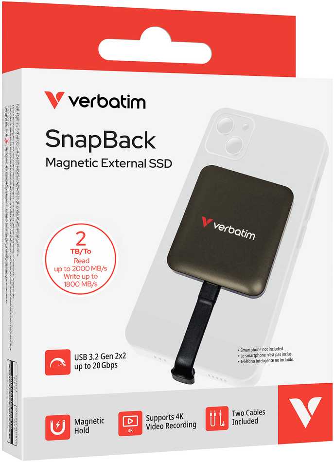 Kietasis diskas „Verbatim Snapback SSD 2TB USB-C 3.2 Gen Mocha Metallic 32062“ išorinis diskas