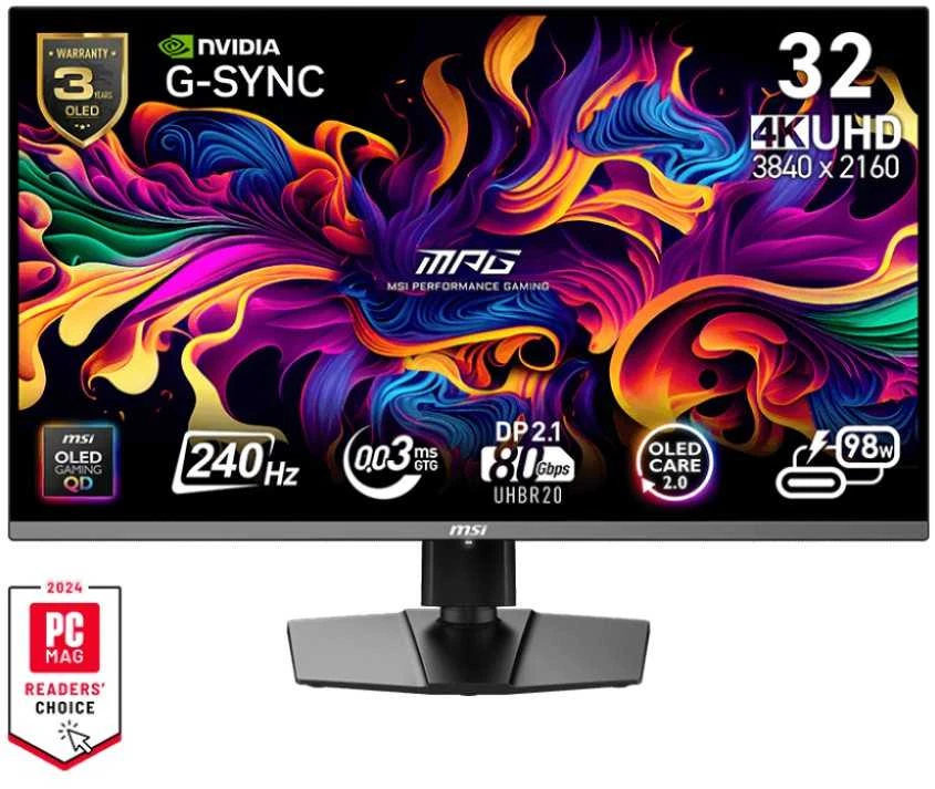 Monitorius 31,5 colio (80 cm) TFT MSI MPG 322URXDE QD-OLED plokščias 240 Hz juodas