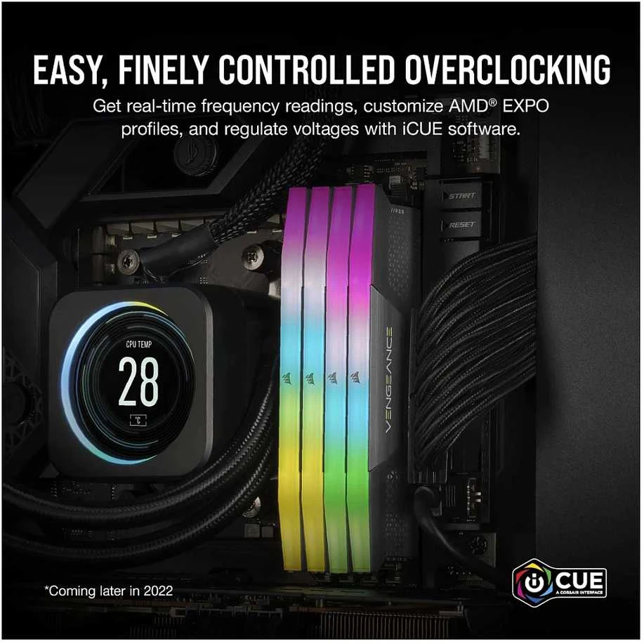 Corsair DDR5 Vengeance RGB 32 GB (2×16 GB) 6000 MHz CL38 atmintis su Intel XMP ir AMD EXPO palaikymu