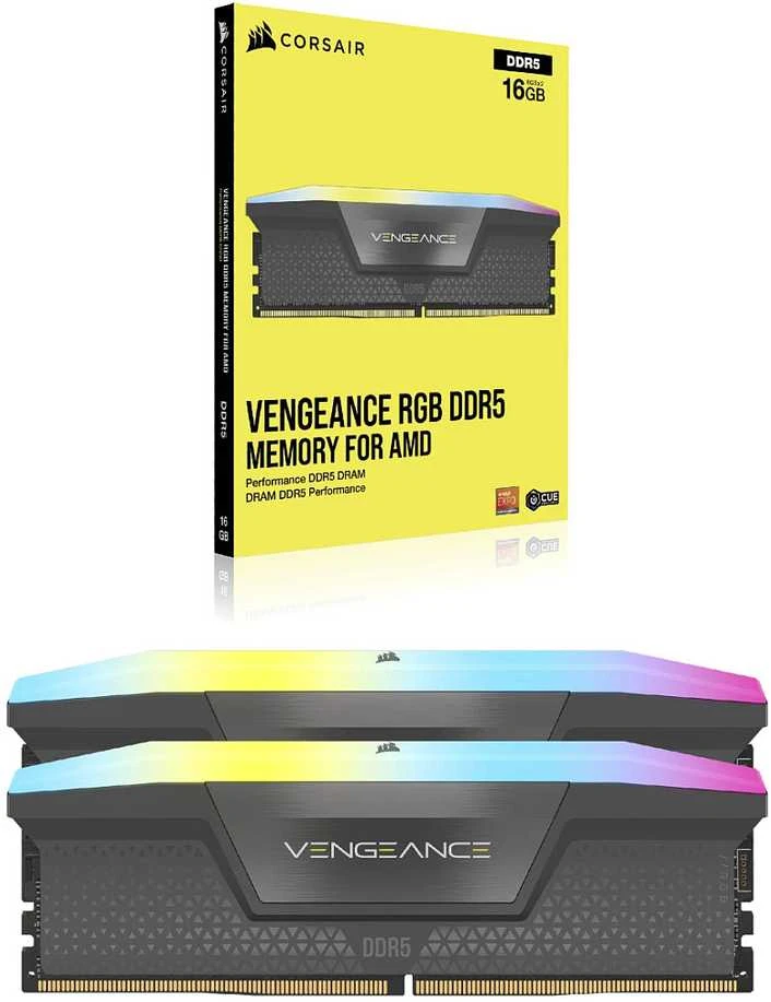 Corsair DDR5 Vengeance RGB 32 GB (2×16 GB) 6000 MHz CL38 atmintis su Intel XMP ir AMD EXPO palaikymu