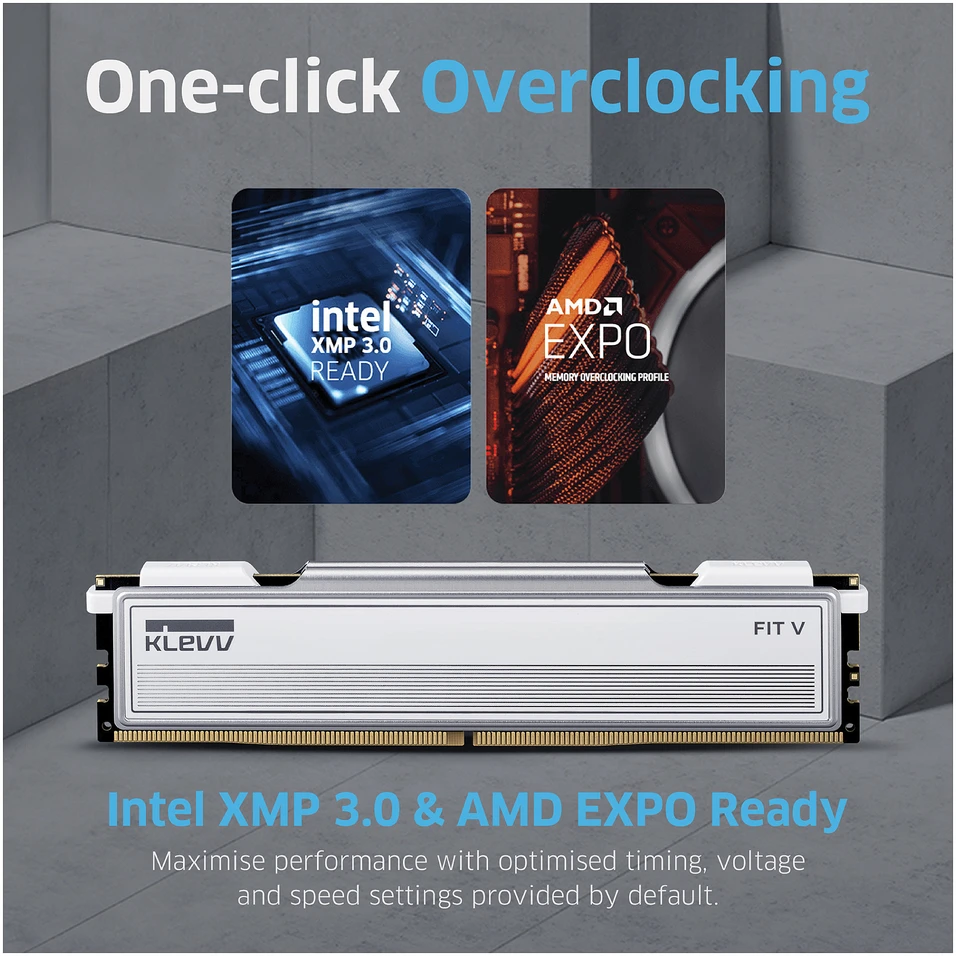 RAM Atmintis Klevv Fit V, DDR5, 32 GB, 6000MHz, CL30 (KD5AGU880-60A300F)
