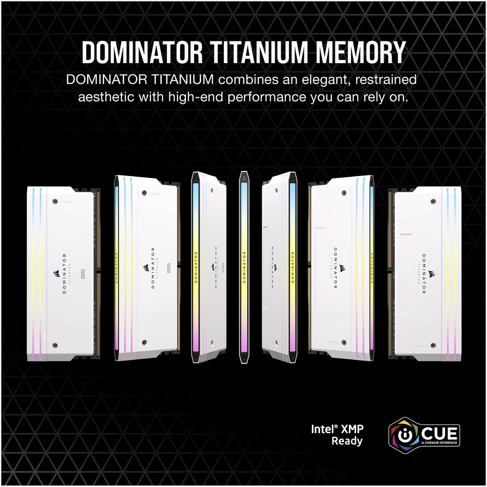 Stacionarių kompiuterių atmintis CORSAIR RAM DOMINATOR TITANIUM CMP32GX5M2B6000C30W RGB 32GB (2 x 16GB), Baltos spalvos