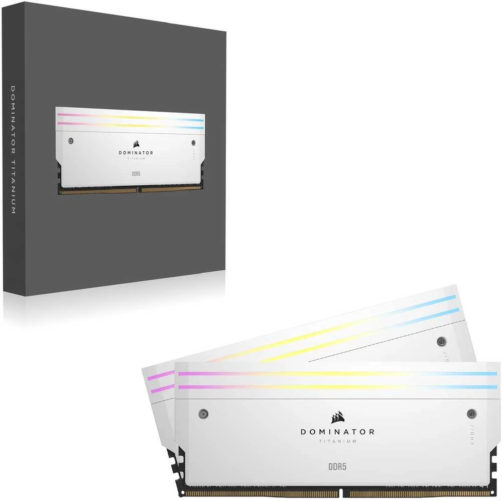 Stacionarių kompiuterių atmintis CORSAIR RAM DOMINATOR TITANIUM CMP32GX5M2B6000C30W RGB 32GB (2 x 16GB), Baltos spalvos