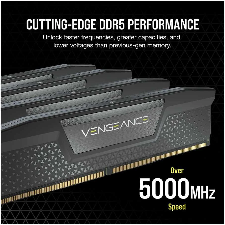 RAM CORSAIR VENGEANCE 32GB 2x16GB DDR5 6000MT/s DIMM Unbuffered 36-44-44-96 Std PMIC AMD EXPO Pilkas Heatspreader Juodas PCB 1.4V (Ekspozicinė prekė)