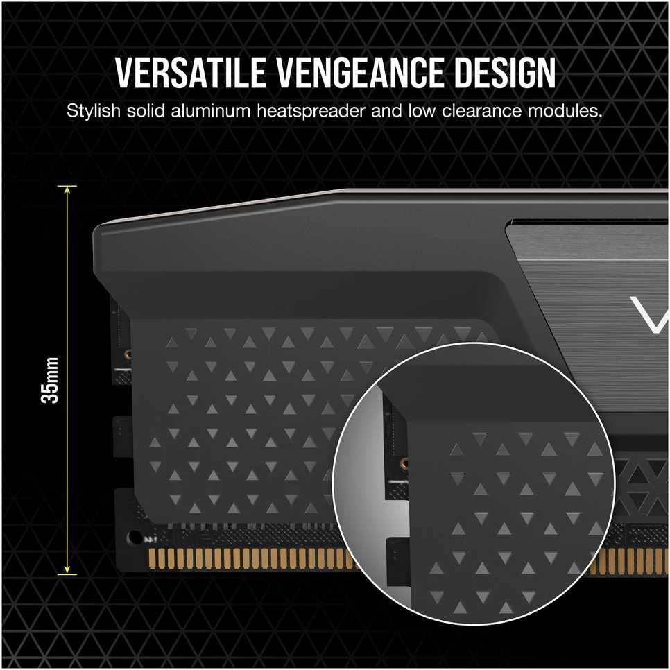 RAM CORSAIR VENGEANCE 32GB 2x16GB DDR5 6000MHz DIMM CL38-44-44-96 1.35V Std PMIC Intel XMP atmintis Juodas