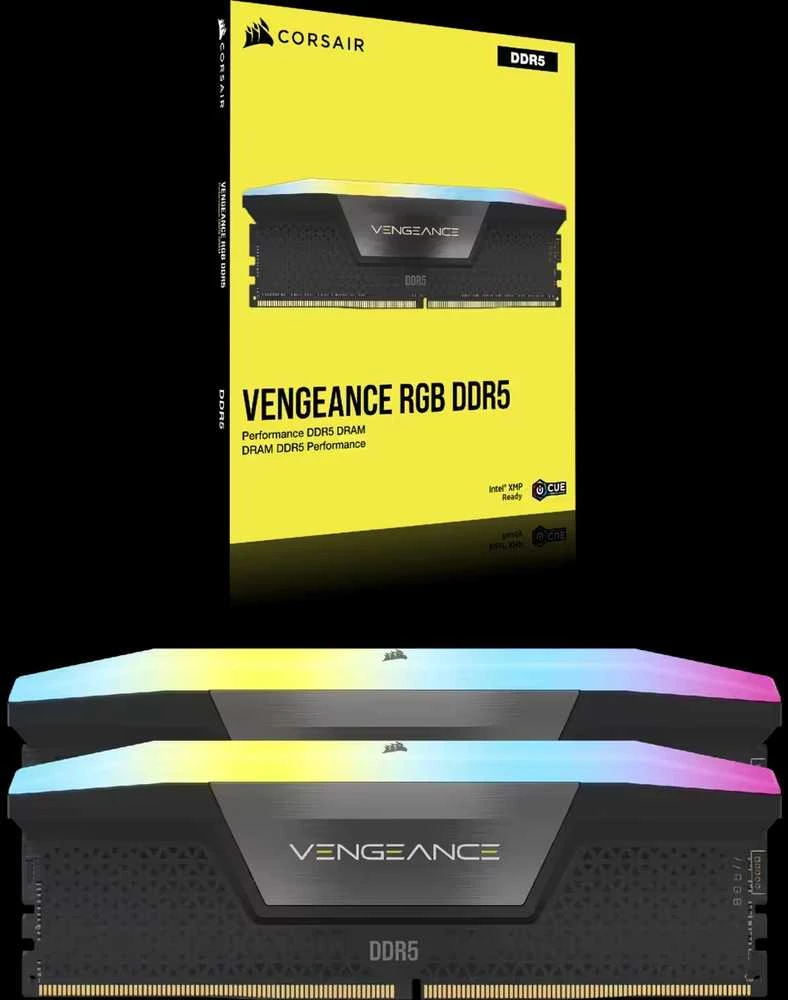 RAM CORSAIR VENGEANCE RGB 32GB 2x16GB DDR5 6400MT/s DIMM Unbuffered 36-48-48-104 Std PMIC XMP 3.0 Juodas Heatspreader Juodas PCB 1.4V
