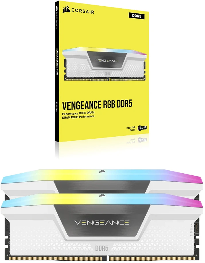 RAM „Corsair Vengeance RGB 32GB DDR5-6400“ rinkinys (2x 16GB), CL36, baltas